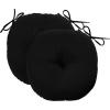 imagedownluxe Bistro Chair Cushions for Patio Furniture WaterResistant Round Outdoor Chair Cushions Set of 2 with NonSlip Ties 15quot x 15quot BlackBlack