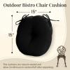 imagedownluxe Bistro Chair Cushions for Patio Furniture WaterResistant Round Outdoor Chair Cushions Set of 2 with NonSlip Ties 15quot x 15quot BlackBlack