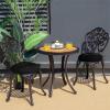 imagedownluxe Bistro Chair Cushions for Patio Furniture WaterResistant Round Outdoor Chair Cushions Set of 2 with NonSlip Ties 15quot x 15quot BlackBlack