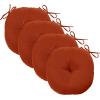 imagedownluxe Bistro Chair Cushions for Patio Furniture WaterResistant Round Outdoor Chair Cushions Set of 2 with NonSlip Ties 15quot x 15quot BlackBrick Red