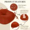 imagedownluxe Bistro Chair Cushions for Patio Furniture WaterResistant Round Outdoor Chair Cushions Set of 2 with NonSlip Ties 15quot x 15quot BlackBrick Red