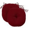 imagedownluxe Bistro Chair Cushions for Patio Furniture WaterResistant Round Outdoor Chair Cushions Set of 2 with NonSlip Ties 15quot x 15quot BlackBurgundy