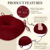 imagedownluxe Bistro Chair Cushions for Patio Furniture WaterResistant Round Outdoor Chair Cushions Set of 2 with NonSlip Ties 15quot x 15quot BlackBurgundy