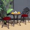 imagedownluxe Bistro Chair Cushions for Patio Furniture WaterResistant Round Outdoor Chair Cushions Set of 2 with NonSlip Ties 15quot x 15quot BlackBurgundy