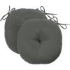 imagedownluxe Bistro Chair Cushions for Patio Furniture WaterResistant Round Outdoor Chair Cushions Set of 2 with NonSlip Ties 15quot x 15quot BlackDark Grey