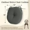 imagedownluxe Bistro Chair Cushions for Patio Furniture WaterResistant Round Outdoor Chair Cushions Set of 2 with NonSlip Ties 15quot x 15quot BlackDark Grey