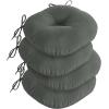 imagedownluxe Bistro Chair Cushions for Patio Furniture WaterResistant Round Outdoor Chair Cushions Set of 2 with NonSlip Ties 15quot x 15quot BlackDark Grey