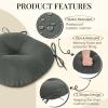 imagedownluxe Bistro Chair Cushions for Patio Furniture WaterResistant Round Outdoor Chair Cushions Set of 2 with NonSlip Ties 15quot x 15quot BlackDark Grey