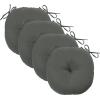 imagedownluxe Bistro Chair Cushions for Patio Furniture WaterResistant Round Outdoor Chair Cushions Set of 2 with NonSlip Ties 15quot x 15quot BlackDark Grey