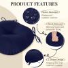 imagedownluxe Bistro Chair Cushions for Patio Furniture WaterResistant Round Outdoor Chair Cushions Set of 2 with NonSlip Ties 15quot x 15quot BlackNavy