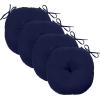imagedownluxe Bistro Chair Cushions for Patio Furniture WaterResistant Round Outdoor Chair Cushions Set of 2 with NonSlip Ties 15quot x 15quot BlackNavy