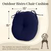 imagedownluxe Bistro Chair Cushions for Patio Furniture WaterResistant Round Outdoor Chair Cushions Set of 2 with NonSlip Ties 15quot x 15quot BlackNavy