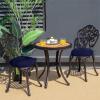 imagedownluxe Bistro Chair Cushions for Patio Furniture WaterResistant Round Outdoor Chair Cushions Set of 2 with NonSlip Ties 15quot x 15quot BlackNavy