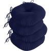 imagedownluxe Bistro Chair Cushions for Patio Furniture WaterResistant Round Outdoor Chair Cushions Set of 2 with NonSlip Ties 15quot x 15quot BlackNavy