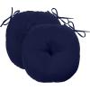 imagedownluxe Bistro Chair Cushions for Patio Furniture WaterResistant Round Outdoor Chair Cushions Set of 2 with NonSlip Ties 15quot x 15quot BlackNavy