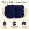 imagedownluxe Bistro Chair Cushions for Patio Furniture WaterResistant Round Outdoor Chair Cushions Set of 2 with NonSlip Ties 15quot x 15quot BlackNavy