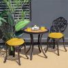 imagedownluxe Bistro Chair Cushions for Patio Furniture WaterResistant Round Outdoor Chair Cushions Set of 2 with NonSlip Ties 15quot x 15quot BlackYellow