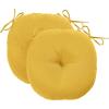 imagedownluxe Bistro Chair Cushions for Patio Furniture WaterResistant Round Outdoor Chair Cushions Set of 2 with NonSlip Ties 15quot x 15quot BlackYellow