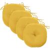 imagedownluxe Bistro Chair Cushions for Patio Furniture WaterResistant Round Outdoor Chair Cushions Set of 2 with NonSlip Ties 15quot x 15quot BlackYellow