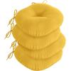 imagedownluxe Bistro Chair Cushions for Patio Furniture WaterResistant Round Outdoor Chair Cushions Set of 2 with NonSlip Ties 15quot x 15quot BlackYellow