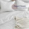 imagedownluxe Boho Twin Duvet Cover  Embroidery Shabby Chic Duvet Cover Twin Set for All Seasons 2 Pieces Tufted Boho Bedding Comforter Cover with Zipper Grey 02 Twin 68quot x 90quotWhite 03