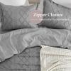 imagedownluxe Boho Twin Duvet Cover  Embroidery Shabby Chic Duvet Cover Twin Set for All Seasons 2 Pieces Tufted Boho Bedding Comforter Cover with Zipper Grey 02 Twin 68quot x 90quotGrey 02