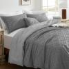imagedownluxe Boho Twin Duvet Cover  Embroidery Shabby Chic Duvet Cover Twin Set for All Seasons 2 Pieces Tufted Boho Bedding Comforter Cover with Zipper Grey 02 Twin 68quot x 90quotGrey 03
