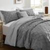 imagedownluxe Boho Twin Duvet Cover  Embroidery Shabby Chic Duvet Cover Twin Set for All Seasons 2 Pieces Tufted Boho Bedding Comforter Cover with Zipper Grey 02 Twin 68quot x 90quotGrey 02