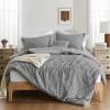 imagedownluxe Boho Twin Duvet Cover  Embroidery Shabby Chic Duvet Cover Twin Set for All Seasons 2 Pieces Tufted Boho Bedding Comforter Cover with Zipper Grey 02 Twin 68quot x 90quotGrey 04