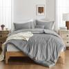 imagedownluxe Boho Twin Duvet Cover  Embroidery Shabby Chic Duvet Cover Twin Set for All Seasons 2 Pieces Tufted Boho Bedding Comforter Cover with Zipper Grey 02 Twin 68quot x 90quotGrey 01
