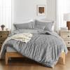 imagedownluxe Boho Twin Duvet Cover  Embroidery Shabby Chic Duvet Cover Twin Set for All Seasons 2 Pieces Tufted Boho Bedding Comforter Cover with Zipper Grey 02 Twin 68quot x 90quotGrey 02