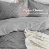 imagedownluxe Boho Twin Duvet Cover  Embroidery Shabby Chic Duvet Cover Twin Set for All Seasons 2 Pieces Tufted Boho Bedding Comforter Cover with Zipper Grey 02 Twin 68quot x 90quotGrey 04