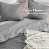 imagedownluxe Boho Twin Duvet Cover  Embroidery Shabby Chic Duvet Cover Twin Set for All Seasons 2 Pieces Tufted Boho Bedding Comforter Cover with Zipper Grey 02 Twin 68quot x 90quotGrey 03