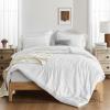 imagedownluxe Boho Twin Duvet Cover  Embroidery Shabby Chic Duvet Cover Twin Set for All Seasons 2 Pieces Tufted Boho Bedding Comforter Cover with Zipper Grey 02 Twin 68quot x 90quotWhite 01