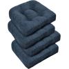 imagedownluxe Chair Cushions for Dining Chairs 4 Pack Tufted Indoor Chair Pads with NonSlip Bottom UShaped Kitchen Chair Cushions 17quotx17quotx4quot KhakiNavy