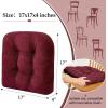 imagedownluxe Chair Cushions for Dining Chairs 4 Pack Tufted Indoor Chair Pads with NonSlip Bottom UShaped Kitchen Chair Cushions 17quotx17quotx4quot KhakiBurgundy