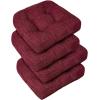 imagedownluxe Chair Cushions for Dining Chairs 4 Pack Tufted Indoor Chair Pads with NonSlip Bottom UShaped Kitchen Chair Cushions 17quotx17quotx4quot KhakiBurgundy
