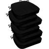 imagedownluxe Chair Cushions for Dining Chairs Waterproof Kitchen Chair Pads NonSlip Dining Seat Cushion with Ties 17quot x 16quot x 25quot Burgundy 4 PackBlack