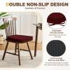 imagedownluxe Chair Cushions for Dining Chairs Waterproof Kitchen Chair Pads NonSlip Dining Seat Cushion with Ties 17quot x 16quot x 25quot Burgundy 4 PackBurgundy