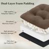 imagedownluxe Chair Cushions for Dining Chairs with Ties NonSlip Memory Foam Kitchen Chair Cushions Tufted Seat Cushions for Kitchen Chairs DualLayer Chair Pads 165 x 165 x 3 Set of 4 Brown