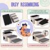 imagedownluxe Dog Stairs for Small Dogs Foldable Dog Steps for Bed Sofa and Chair NonSlip Pet Steps with Cat Scratcher and Condo 3Step Pet Stairs GreyBeigeGreyBeige