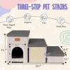 imagedownluxe Dog Stairs for Small Dogs Foldable Dog Steps for Bed Sofa and Chair NonSlip Pet Steps with Cat Scratcher and Condo 3Step Pet Stairs GreyBeigeGreyBeige