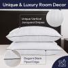 imagedownluxe Down Alternative Pillows King Size Set of 2  Hotel Collection Soft Bed Pillows for Sleeping Perfect for Side Back and Stomach Sleepers 20 X 36Vertical Stripes