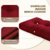 imagedownluxe Indoor Bench Cushion for Indoor Furniture NonSlip Tufted Overstuffed Textured Foam Bench Seat Cushion 36quot X 14quot X 4quot Brown 1 PackDeep Red