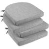 imagedownluxe Indoor Chair Cushions for Dining Chairs Soft and Comfortable Textured Foam Kitchen Chair Pads with Ties and NonSlip Backing 16quot x 16quot x 2quot Dark Grey 4 PackLight Grey