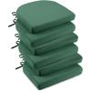 imagedownluxe Indoor Chair Cushions for Dining Chairs Soft and Comfortable Textured Foam Kitchen Chair Pads with Ties and NonSlip Backing 16quot x 16quot x 2quot Dark Grey 4 PackDark Green