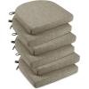 imagedownluxe Indoor Chair Cushions for Dining Chairs Soft and Comfortable Textured Foam Kitchen Chair Pads with Ties and NonSlip Backing 16quot x 16quot x 2quot Dark Grey 4 PackKhaki