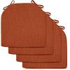imagedownluxe Indoor Chair Cushions for Dining Chairs Soft and Comfortable Textured Foam Kitchen Chair Pads with Ties and NonSlip Backing 16quot x 16quot x 2quot Dark Grey 4 PackOrange