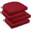 imagedownluxe Indoor Chair Cushions for Dining Chairs Soft and Comfortable Textured Foam Kitchen Chair Pads with Ties and NonSlip Backing 16quot x 16quot x 2quot Dark Grey 4 PackRed