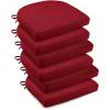 imagedownluxe Indoor Chair Cushions for Dining Chairs Soft and Comfortable Textured Foam Kitchen Chair Pads with Ties and NonSlip Backing 16quot x 16quot x 2quot Dark Grey 4 PackRed